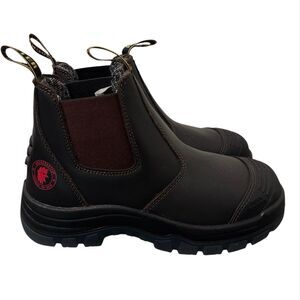ROCKROOSTER Bakken Dark Brown 6 inch Pullon Leather Work Boots AK229 Size 8 Wide